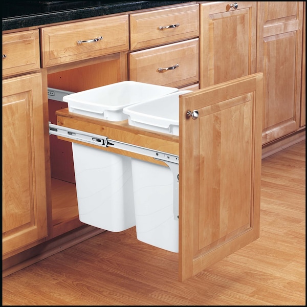 Rev-A-Shelf Wood Top Mount Pull Out Double TrashWaste Containers